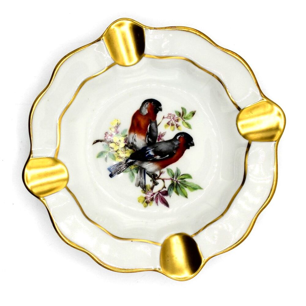 Vintage Limoges Porcelain Bird Ashtray French Decor Vanity Trinket Dish Scallop
